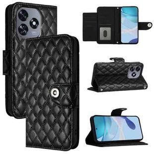 For Oukitel C51 Rhombic Texture Flip Leather Phone Case with Lanyard(Black)