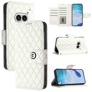 For Nothing Phone 2a Rhombic Texture Flip Leather Phone Case with Lanyard(White)