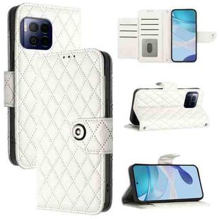 For T-Mobile REVVL 7 Pro 5G Rhombic Texture Flip Leather Phone Case with Lanyard(White)