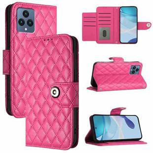 For T-Mobile REVVL 6 / 6x 5G Rhombic Texture Flip Leather Phone Case with Lanyard(Rose Red)