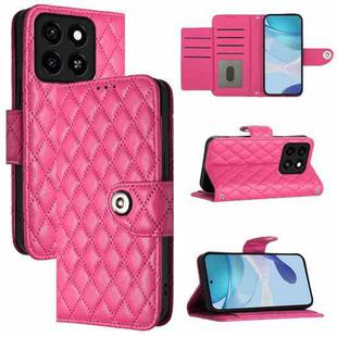 For ZTE Blade A35 / A55 Rhombic Texture Flip Leather Phone Case with Lanyard(Rose Red)