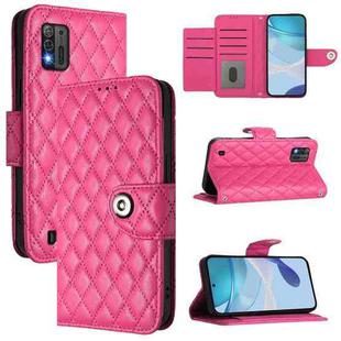 For ZTE Blade A52 Lite Rhombic Texture Flip Leather Phone Case with Lanyard(Rose Red)