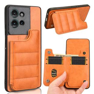 For Motorola Edge 50 Cow Pattern Sewing Card Bag Phone Case(Orange)