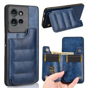 For Motorola Edge 50 Cow Pattern Sewing Card Bag Phone Case(Blue)