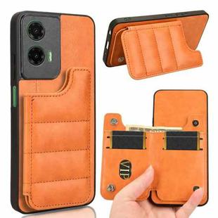 For Motorola Moto G35 5G Cow Pattern Sewing Card Bag Phone Case(Orange)