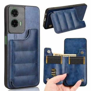 For Motorola Moto G35 5G Cow Pattern Sewing Card Bag Phone Case(Blue)