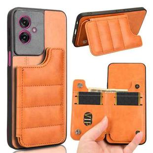 For Motorola Moto G55 5G Cow Pattern Sewing Card Bag Phone Case(Orange)