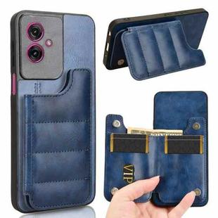 For Motorola Moto G55 5G Cow Pattern Sewing Card Bag Phone Case(Blue)