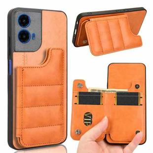 For Motorola Moto G45 5G Cow Pattern Sewing Card Bag Phone Case(Orange)