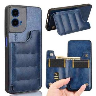 For Motorola Moto G45 5G Cow Pattern Sewing Card Bag Phone Case(Blue)