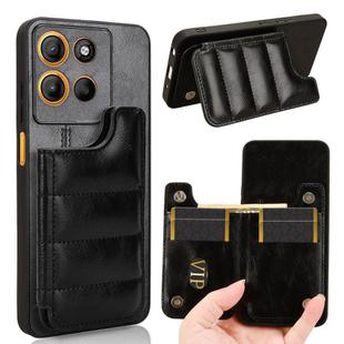 For Motorola Moto G15 / G15 Power Cow Pattern Sewing Card Bag Phone Case(Black)