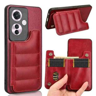 For OPPO Reno11 F / F25 Pro Cow Pattern Sewing Card Bag Phone Case(Red)