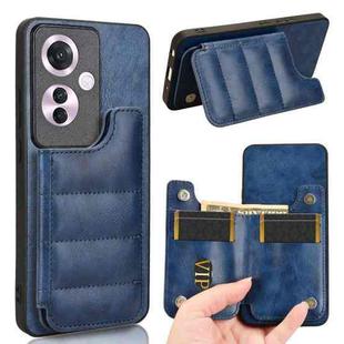 For OPPO Reno11 F / F25 Pro Cow Pattern Sewing Card Bag Phone Case(Blue)