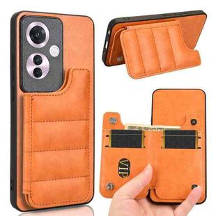 For OPPO Reno11 A JP Version Cow Pattern Sewing Card Bag Phone Case(Orange)