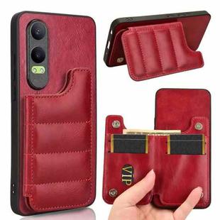 For OPPO K12x Cow Pattern Sewing Card Bag Phone Case(Red)