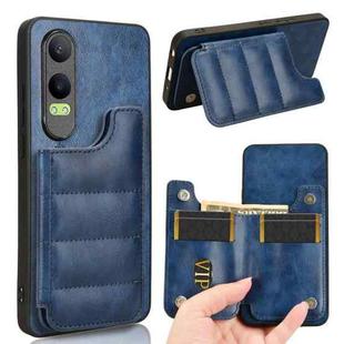 For OPPO K12x Cow Pattern Sewing Card Bag Phone Case(Blue)