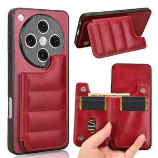 For OPPO Find X8 Pro Cow Pattern Sewing Card Bag Phone Case(Red)