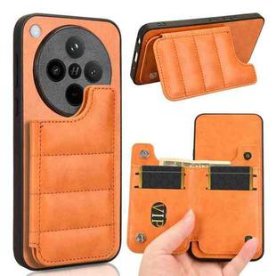 For OPPO Find X8 Cow Pattern Sewing Card Bag Phone Case(Orange)