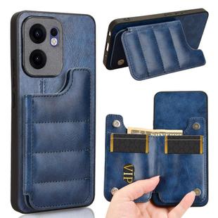 For OPPO Reno13 F 4G / 5G Cow Pattern Sewing Card Bag Phone Case(Blue)