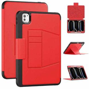 For iPad Pro 11 2024 Smart B Magnetic Holder Leather Tablet Case(Red)