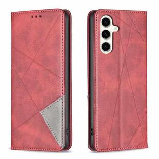 For Samsung Galaxy S24 FE 5G Rhombus Texture Magnetic Leather Phone Case(Red)