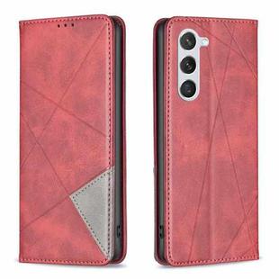 For Samsung Galaxy S25 5G Rhombus Texture Magnetic Leather Phone Case(Red)
