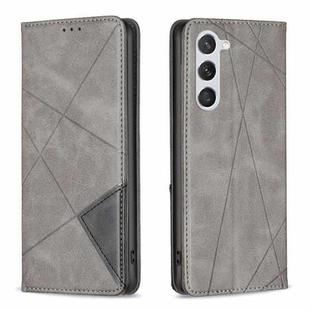 For Samsung Galaxy S25 5G Rhombus Texture Magnetic Leather Phone Case(Grey)
