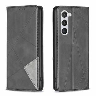 For Samsung Galaxy S25 5G Rhombus Texture Magnetic Leather Phone Case(Black)