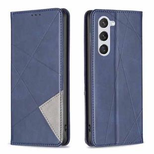 For Samsung Galaxy S25 5G Rhombus Texture Magnetic Leather Phone Case(Blue)