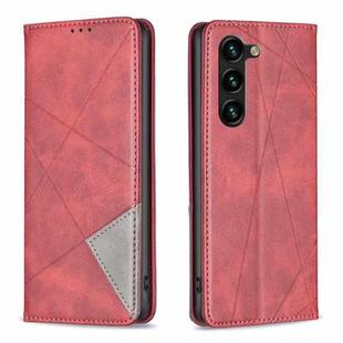 For Samsung Galaxy S25+ 5G Rhombus Texture Magnetic Leather Phone Case(Red)