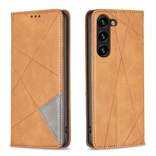 For Samsung Galaxy S25+ 5G Rhombus Texture Magnetic Leather Phone Case(Yellow)