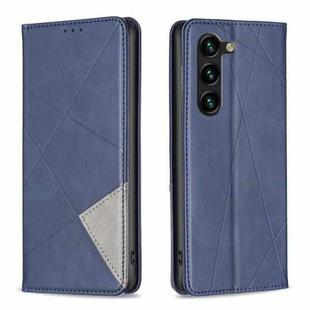 For Samsung Galaxy S25+ 5G Rhombus Texture Magnetic Leather Phone Case(Blue)