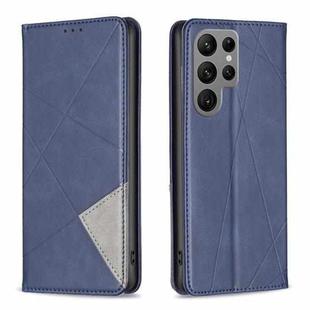 For Samsung Galaxy S25 Ultra 5G Rhombus Texture Magnetic Leather Phone Case(Blue)