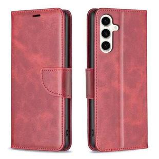 For Samsung Galaxy S24 FE 5G Lambskin Texture Pure Color Flip Leather Phone Case(Red)