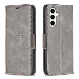 For Samsung Galaxy S24 FE 5G Lambskin Texture Pure Color Flip Leather Phone Case(Grey)