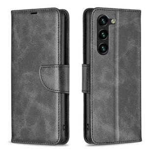 For Samsung Galaxy S25+ 5G Lambskin Texture Pure Color Flip Leather Phone Case(Black)