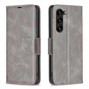 For Samsung Galaxy S25+ 5G Lambskin Texture Pure Color Flip Leather Phone Case(Grey)