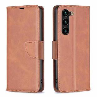 For Samsung Galaxy S25+ 5G Lambskin Texture Pure Color Flip Leather Phone Case(Brown)