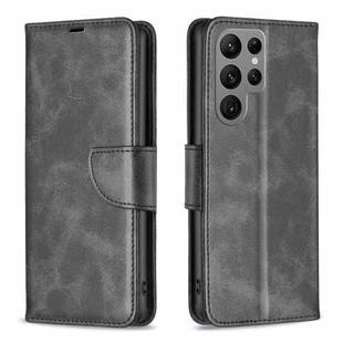 For Samsung Galaxy S25 Ultra 5G Lambskin Texture Pure Color Flip Leather Phone Case(Black)
