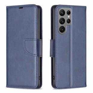 For Samsung Galaxy S25 Ultra 5G Lambskin Texture Pure Color Flip Leather Phone Case(Blue)