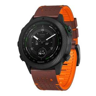 For Garmin Fenix 7X 26mm Dot Hole Silicone Leather Quick Release Watch Band(Coffee Orange)