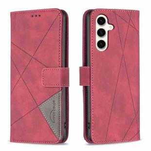 For Samsung Galaxy S24 FE 5G Magnetic Buckle Rhombus Texture Leather Phone Case(Red)