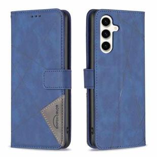 For Samsung Galaxy S24 FE 5G Magnetic Buckle Rhombus Texture Leather Phone Case(Blue)