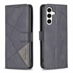 For Samsung Galaxy S24 FE 5G Magnetic Buckle Rhombus Texture Leather Phone Case(Black)