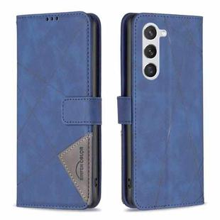 For Samsung Galaxy S25 5G Magnetic Buckle Rhombus Texture Leather Phone Case(Blue)