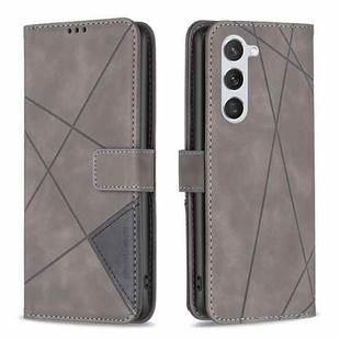 For Samsung Galaxy S25 5G Magnetic Buckle Rhombus Texture Leather Phone Case(Grey)
