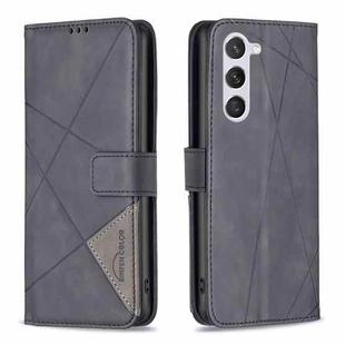 For Samsung Galaxy S25 5G Magnetic Buckle Rhombus Texture Leather Phone Case(Black)