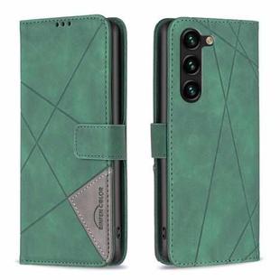 For Samsung Galaxy S25+ 5G Magnetic Buckle Rhombus Texture Leather Phone Case(Green)