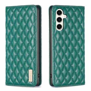 For Samsung Galaxy S24 FE 5G Diamond Lattice Magnetic Leather Flip Phone Case(Green)