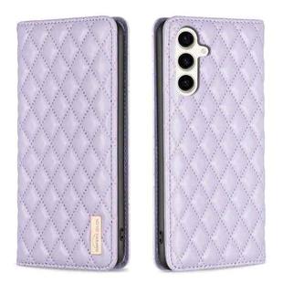 For Samsung Galaxy S24 FE 5G Diamond Lattice Magnetic Leather Flip Phone Case(Purple)